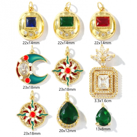 Bild von Umweltfreundlich Messing und Strass Charms 18K Echtgold plattiert