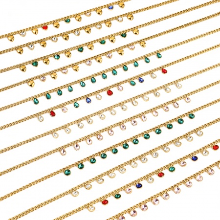 Picture of Wholesale Heart Station Necklace, 18K Gold Plated 304 Stainless Steel & Cubic Zirconia Women's Eco-friendly Stylish Dainty Gift Jewelry For Retailer