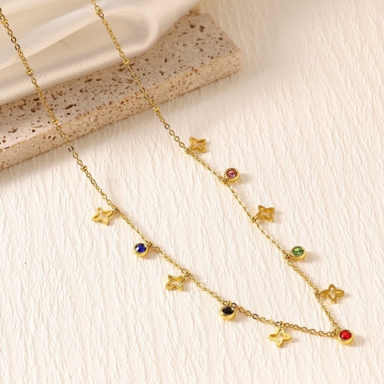 Picture of Wholesale Station Necklace, 18K Gold Plated 304 Stainless Steel, Eco-friendly PVD Stylish Dainty Gift Jewelry For Retailer