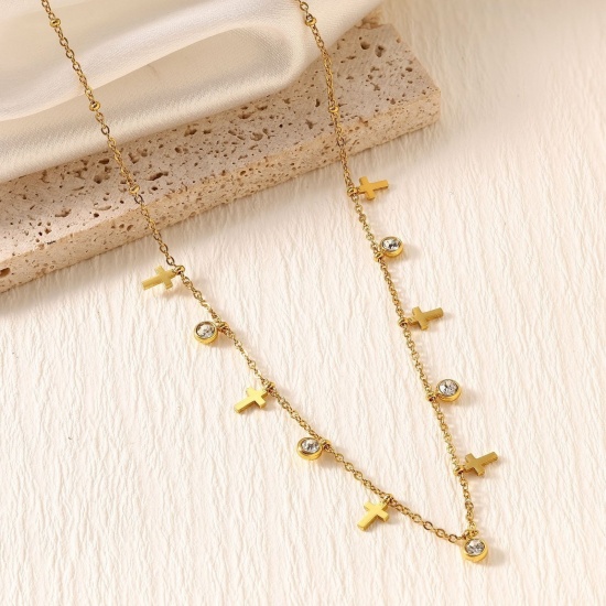 Picture of Wholesale Station Necklace, 18K Gold Plated 304 Stainless Steel, Eco-friendly PVD Stylish Dainty Gift Jewelry For Retailer