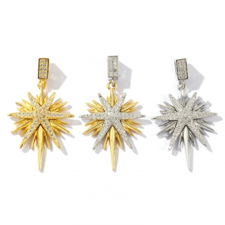 Imagen de 1 Unidad Latón Galaxia Colgantes Multicolor Estrella Micro Pave Claro Circón Artificial 3.6cm x 2.1cm