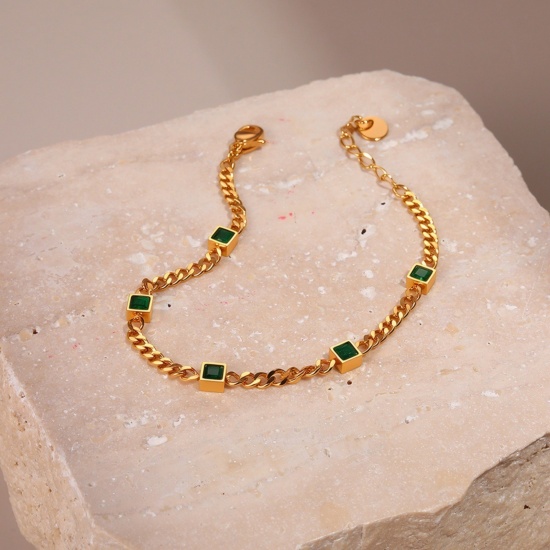 Picture of Wholesale Multicolour Cubic Zirconia 304 Stainless Steel Handmade Link Chain Station Bracelet, Multicolor Eco-friendly, Women's Stylish Dainty Gift Jewelry Supply