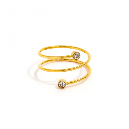 Bild von Großhandel Frauen Geschenk Transparent Strassstein Offen Verstellbar Wickelringe, Bunt 304 Edelstahl, Umweltfreundlich Stilvoll Elegant Schmuckbedarf