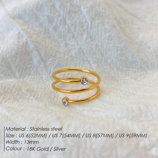Bild von Großhandel Frauen Geschenk Transparent Strassstein Offen Verstellbar Wickelringe, Bunt 304 Edelstahl, Umweltfreundlich Stilvoll Elegant Schmuckbedarf