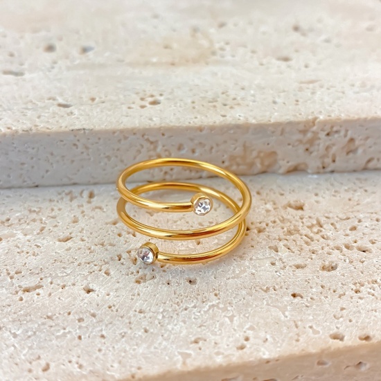 Bild von Großhandel Frauen Geschenk Transparent Strassstein Offen Verstellbar Wickelringe, Bunt 304 Edelstahl, Umweltfreundlich Stilvoll Elegant Schmuckbedarf