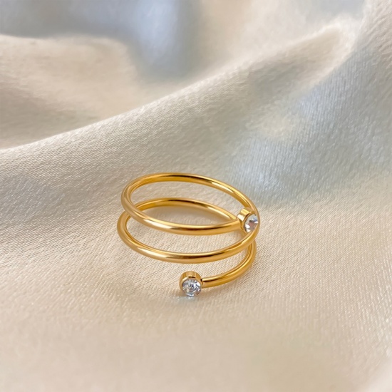 Bild von Großhandel Frauen Geschenk Transparent Strassstein Offen Verstellbar Wickelringe, Bunt 304 Edelstahl, Umweltfreundlich Stilvoll Elegant Schmuckbedarf