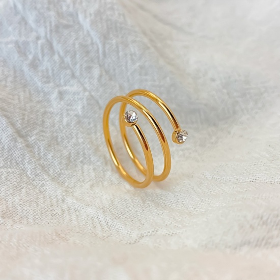 Bild von Großhandel Frauen Geschenk Transparent Strassstein Offen Verstellbar Wickelringe, Bunt 304 Edelstahl, Umweltfreundlich Stilvoll Elegant Schmuckbedarf