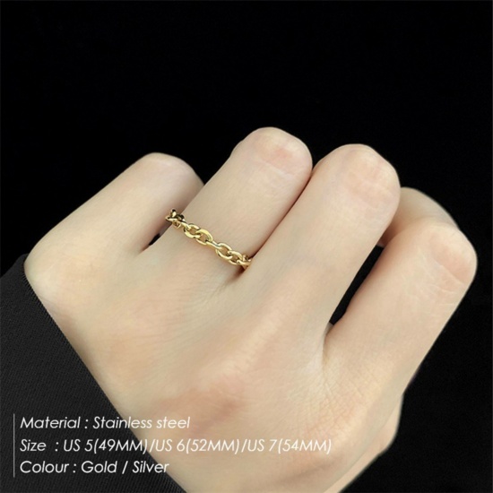 Picture of Wholesale Women's Gift Unadjustable Chain Rings, 304 Stainless Steel, Eco-friendly Stylish Dainty Jewelry Supply