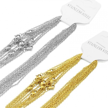 Immagine di All'Ingrosso Catena a Cavo Collana, Multicolore 304 Acciaio Inossidabile, Donne Ecologico Elegante Semplice & Casual Regalo Gioielli Per Rivenditore 10 Pz