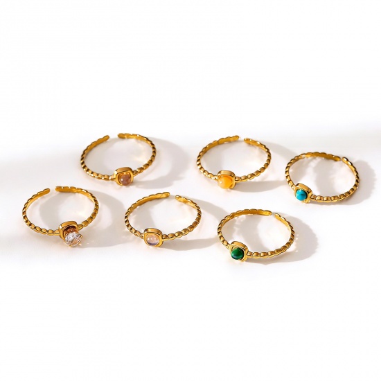 Picture of Wholesale Women's Gift Open Adjustable Rings, 304 Stainless Steel & Gemstone, Eco-friendly Stylish Dainty Jewelry Supply