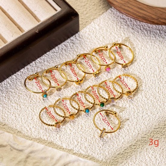 Picture of Wholesale Women's Gift Open Adjustable Rings, 304 Stainless Steel & Gemstone, Eco-friendly Stylish Dainty Jewelry Supply