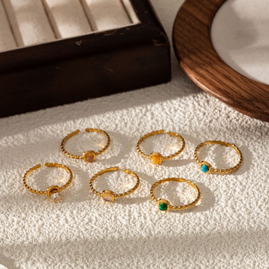 Picture of Wholesale Women's Gift Open Adjustable Rings, 304 Stainless Steel & Gemstone, Eco-friendly Stylish Dainty Jewelry Supply