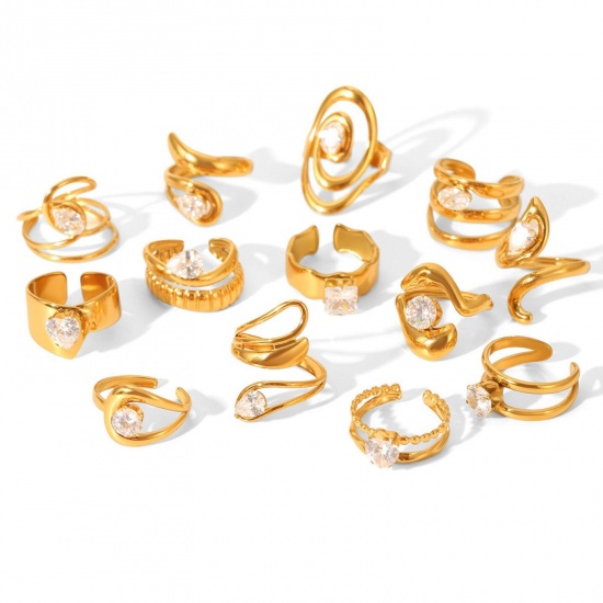 Immagine di All'Ingrosso Donne Regalo Anello, Placcato Oro 18K 304 Acciaio Inossidabile, Placcatura Sottovuoto PVD Ecologica Elegante Elegante Fornitura di Gioielli 1 Pz