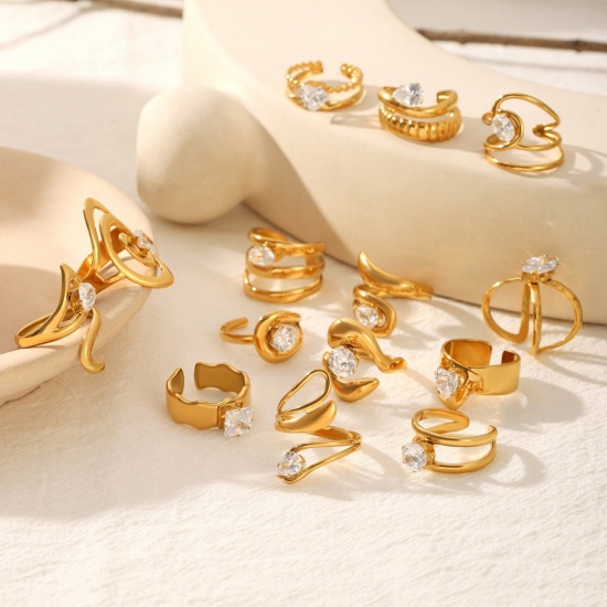 Immagine di All'Ingrosso Donne Regalo Anello, Placcato Oro 18K 304 Acciaio Inossidabile, Placcatura Sottovuoto PVD Ecologica Elegante Elegante Fornitura di Gioielli 1 Pz
