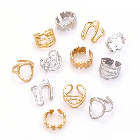 Picture of Wholesale Women's Gift Open Adjustable Rings, Multicolor 201 Stainless Steel, Eco-friendly Stylish Dainty Jewelry Supply 20mm(US Size 10.25)
