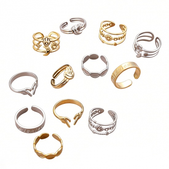 Picture of Wholesale Women's Gift Open Adjustable Rings, Multicolor 201 Stainless Steel, Eco-friendly Stylish Dainty Jewelry Supply 20mm(US Size 10.25)