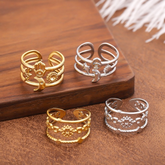Picture of Wholesale Women's Gift Open Adjustable Rings, Multicolor 201 Stainless Steel, Eco-friendly Stylish Dainty Jewelry Supply 20mm(US Size 10.25)