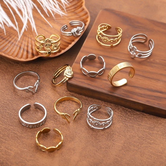 Picture of Wholesale Women's Gift Open Adjustable Rings, Multicolor 201 Stainless Steel, Eco-friendly Stylish Dainty Jewelry Supply 20mm(US Size 10.25)