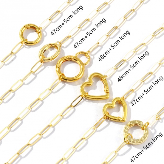 Picture of Brass Simple Paperclip Link Chain Charm Holder Necklace 18K Gold Plated