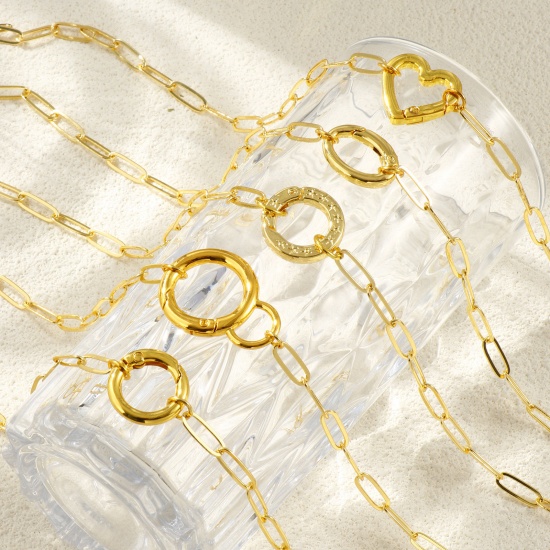 Picture of Brass Simple Paperclip Link Chain Charm Holder Necklace 18K Gold Plated