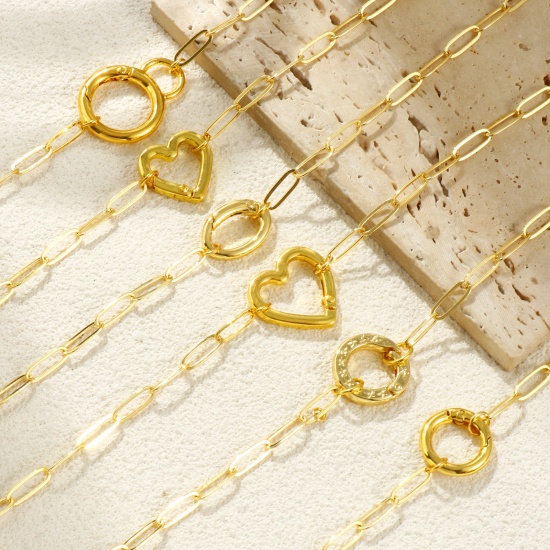 Picture of Brass Simple Paperclip Link Chain Charm Holder Necklace 18K Gold Plated