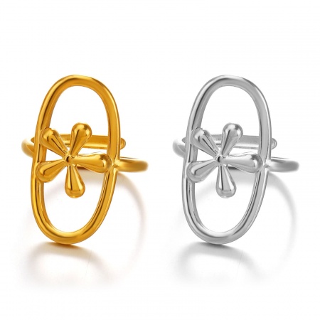 Immagine di All'Ingrosso Donne Regalo Fiore Aperto Anello, Multicolore 304 Acciaio Inossidabile, Ecologico Elegante Elegante Fornitura di Gioielli 17mm (taglia di US: 6.5), 1 Pz