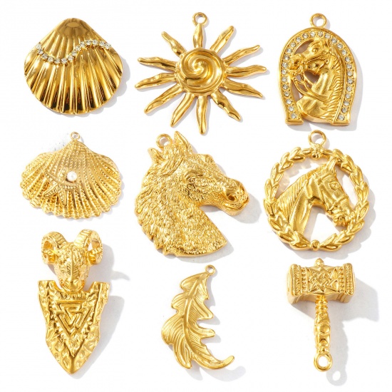 Picture of Eco-friendly PVD Vacuum Plating Waterproof Anti-Tarnish Hypoallergenic 304 Stainless Steel Charms 18K Real Gold Plated