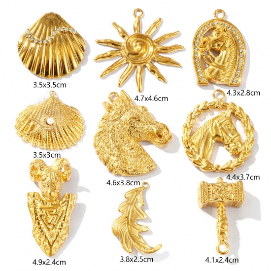 Picture of Eco-friendly PVD Vacuum Plating Waterproof Anti-Tarnish Hypoallergenic 304 Stainless Steel Charms 18K Real Gold Plated