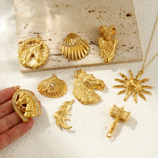Picture of Eco-friendly PVD Vacuum Plating Waterproof Anti-Tarnish Hypoallergenic 304 Stainless Steel Charms 18K Real Gold Plated
