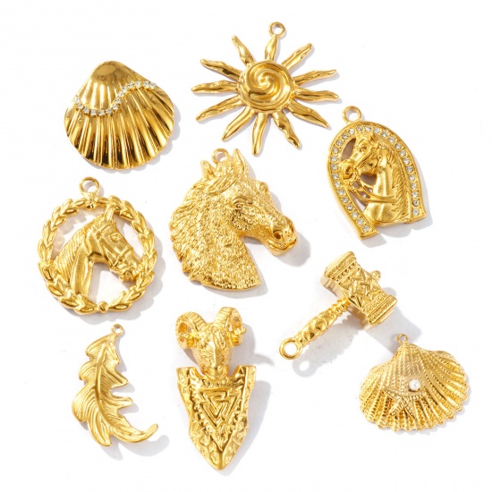 Picture of Eco-friendly PVD Vacuum Plating Waterproof Anti-Tarnish Hypoallergenic 304 Stainless Steel Charms 18K Real Gold Plated