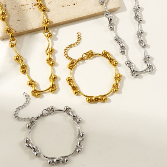 Picture of Wholesale Handmade Link Chain Necklace & Bracelet, Multicolor 304 Stainless Steel, Women's Eco-friendly Stylish Retro Gift Jewelry For Retailer