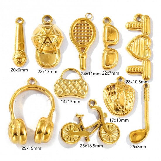 Picture of Eco-friendly PVD Vacuum Plating Waterproof Anti-Tarnish Hypoallergenic 304 Stainless Steel Charms 18K Real Gold Plated