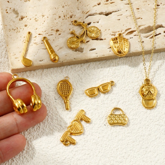 Picture of Eco-friendly PVD Vacuum Plating Waterproof Anti-Tarnish Hypoallergenic 304 Stainless Steel Charms 18K Real Gold Plated