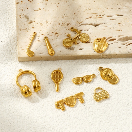 Picture of Eco-friendly PVD Vacuum Plating Waterproof Anti-Tarnish Hypoallergenic 304 Stainless Steel Charms 18K Real Gold Plated