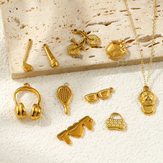 Picture of Eco-friendly PVD Vacuum Plating Waterproof Anti-Tarnish Hypoallergenic 304 Stainless Steel Charms 18K Real Gold Plated