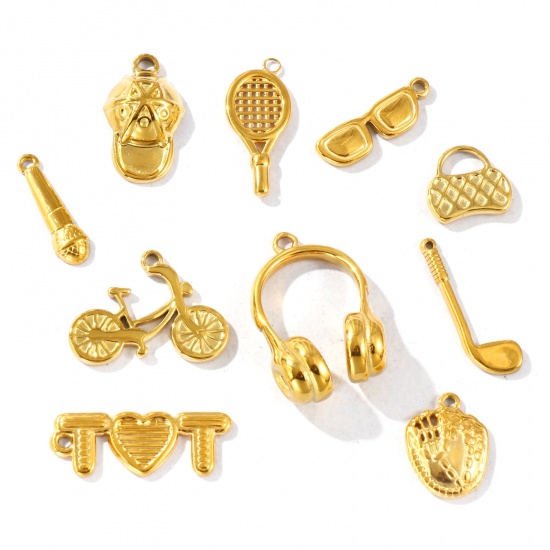 Picture of Eco-friendly PVD Vacuum Plating Waterproof Anti-Tarnish Hypoallergenic 304 Stainless Steel Charms 18K Real Gold Plated
