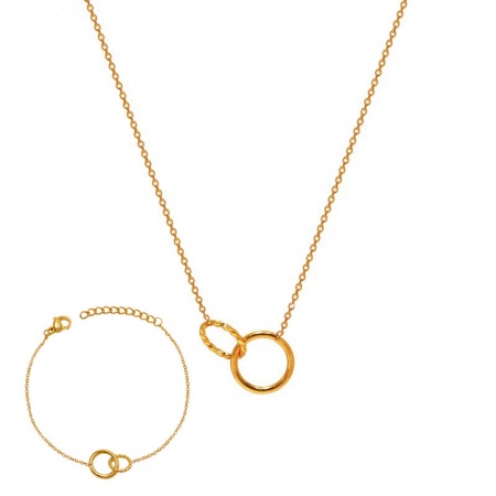 Immagine di All'Ingrosso Biciclico Collana & Bracciale, Placcato Oro 18K 304 Acciaio Inossidabile Donne Ecologico Elegante Elegante Regalo Gioielli Per Rivenditore 1 Pz