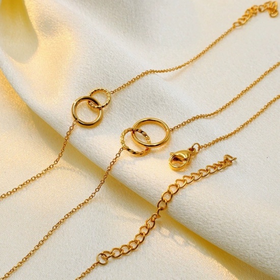 Picture of Wholesale Bicyclic Necklace & Bracelet, 18K Gold Plated 304 Stainless Steel Women's Eco-friendly Stylish Dainty Gift Jewelry For Retailer 1 Piece