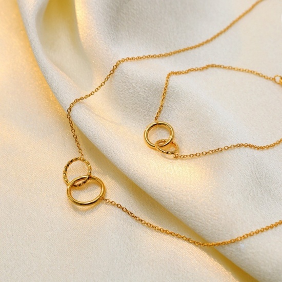 Picture of Wholesale Bicyclic Necklace & Bracelet, 18K Gold Plated 304 Stainless Steel Women's Eco-friendly Stylish Dainty Gift Jewelry For Retailer 1 Piece