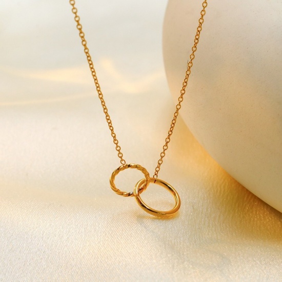 Picture of Wholesale Bicyclic Necklace & Bracelet, 18K Gold Plated 304 Stainless Steel Women's Eco-friendly Stylish Dainty Gift Jewelry For Retailer 1 Piece