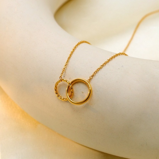 Picture of Wholesale Bicyclic Necklace & Bracelet, 18K Gold Plated 304 Stainless Steel Women's Eco-friendly Stylish Dainty Gift Jewelry For Retailer 1 Piece