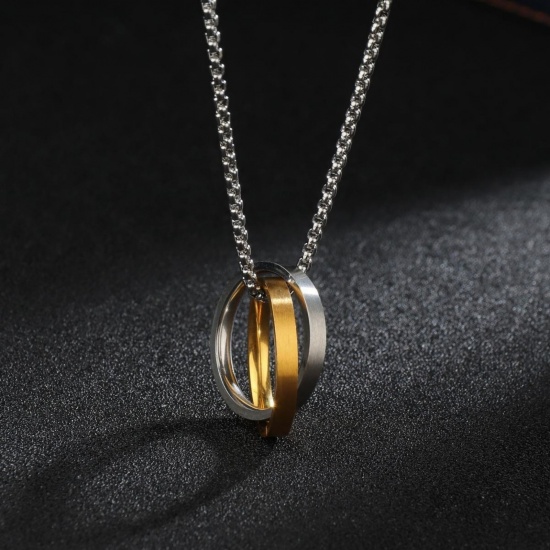 Picture of Wholesale Bicyclic Pendant Charm Necklace, Multicolor 304 Stainless Steel Women's Eco-friendly Stylish Dainty Gift Jewelry For Retailer
