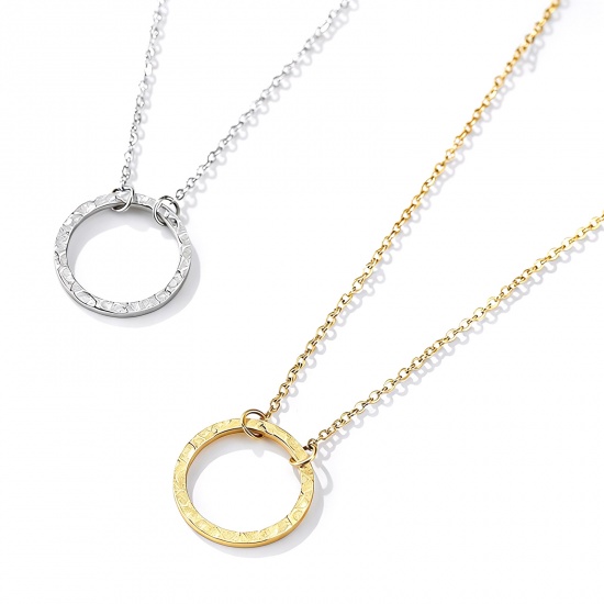 Picture of Wholesale Circle Ring Pendant Charm Necklace, Multicolor 304 Stainless Steel Women's Eco-friendly Stylish Dainty Gift Jewelry For Retailer 1 Piece