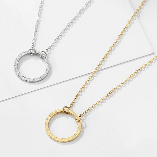 Picture of Wholesale Circle Ring Pendant Charm Necklace, Multicolor 304 Stainless Steel Women's Eco-friendly Stylish Dainty Gift Jewelry For Retailer 1 Piece