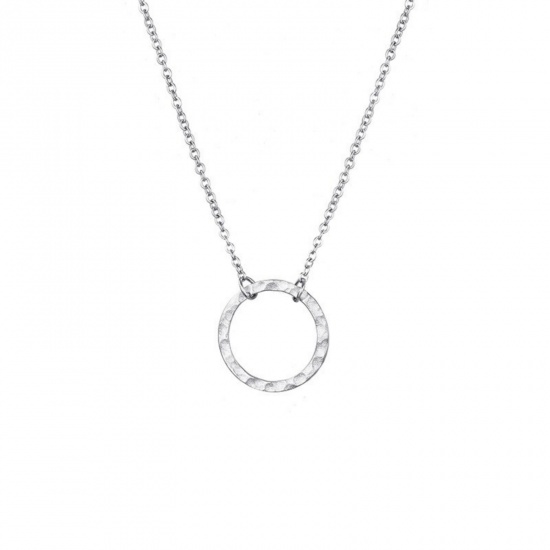 Picture of Wholesale Circle Ring Pendant Charm Necklace, Multicolor 304 Stainless Steel Women's Eco-friendly Stylish Dainty Gift Jewelry For Retailer 1 Piece