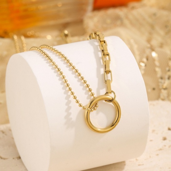 Picture of Wholesale Circle Ring Necklace & Bracelet, 18K Gold Plated 304 Stainless Steel Women's Eco-friendly Stylish Dainty Gift Jewelry For Retailer