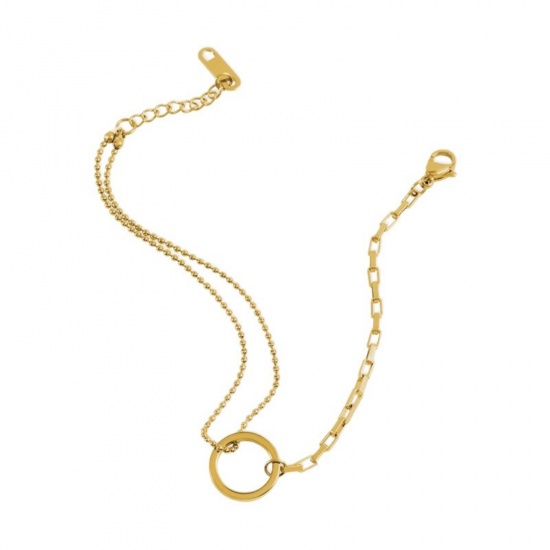 Picture of Wholesale Circle Ring Necklace & Bracelet, 18K Gold Plated 304 Stainless Steel Women's Eco-friendly Stylish Dainty Gift Jewelry For Retailer