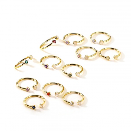 Immagine di Donne Regalo Multicolore Circonio Cubico Aperto Regolabile Anello All'Ingrosso, Placcato Oro 18K Ottone, Elegante Elegante Fornitura di Gioielli, 1 Pz