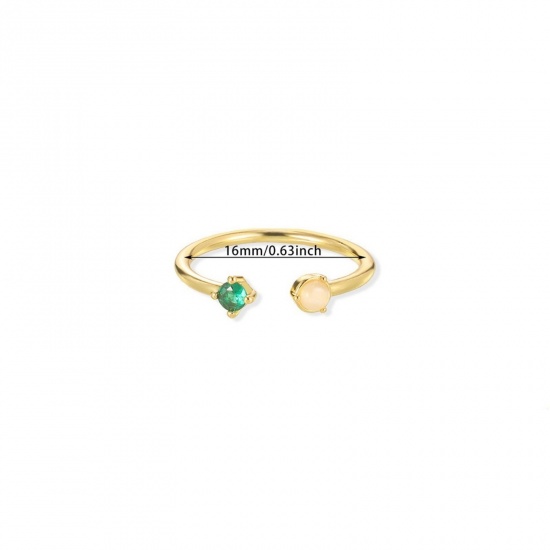 Picture of Wholesale Women's Gift Multicolour Cubic Zirconia Open Adjustable Rings, 18K Gold Plated Brass, Stylish Dainty Jewelry Supply
