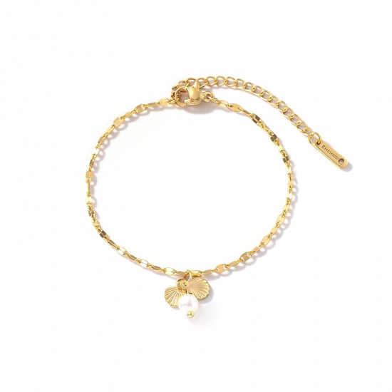 Picture of Wholesale Shell Imitation Pearl Necklace & Bracelet, 18K Gold Plated 304 Stainless Steel Women's Eco-friendly Ocean Jewelry Dainty Gift Jewelry For Retailer